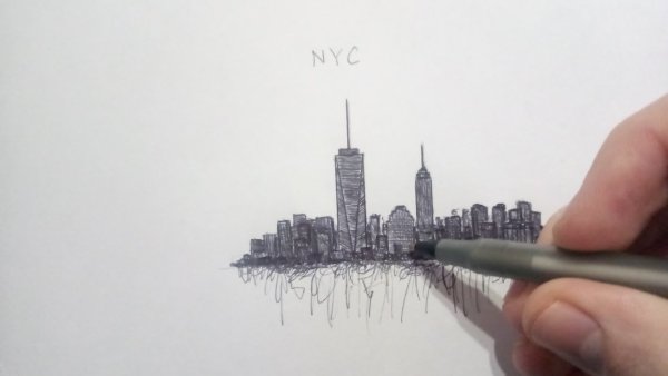 Нью-Йорк рисунок карандашом