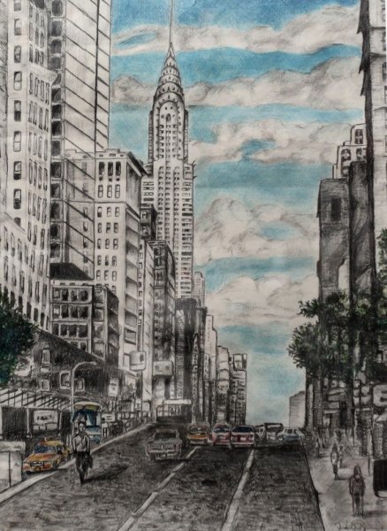 Нью-Йорк рисунок карандашом