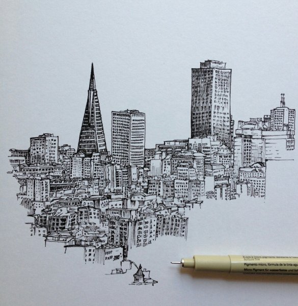 Город черной ручкой