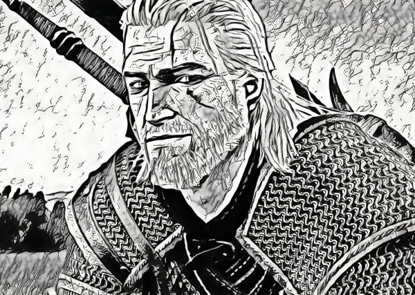 Геральт из Ривии арт черно белый