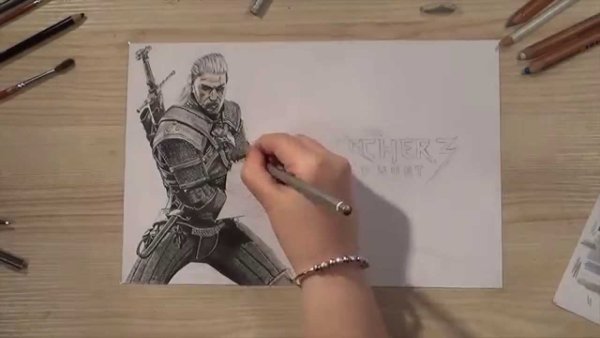 Ведьмак нарисовать ручкой
