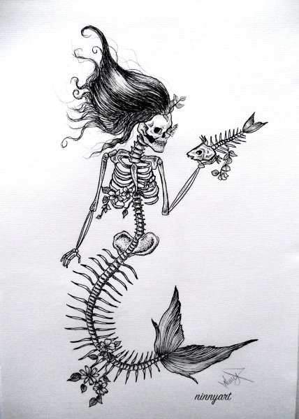 Череп черной ручкой