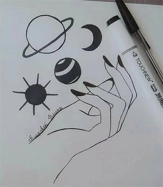 Рисунки чёрной ручкой для срисовки