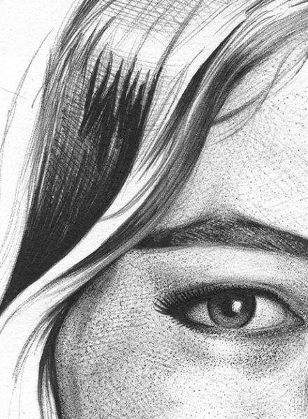 Штриховка лица карандашом