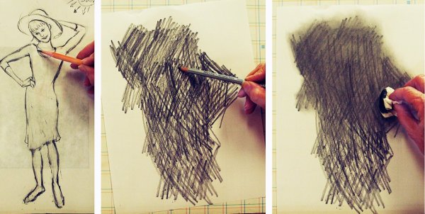 Рисунки тенями на бумаге цветное