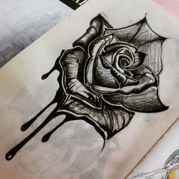 Розочка черной ручкой