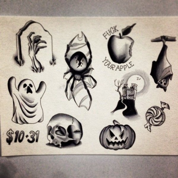 Хэллоуин рисунок ручкой