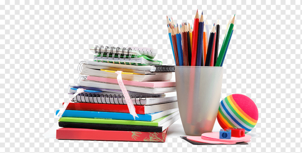 Учебные принадлежности на прозрачном фоне