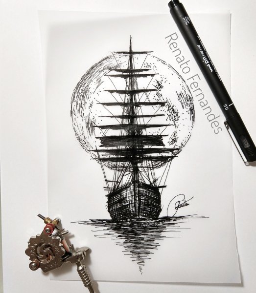 Эскизы татуировок корабль