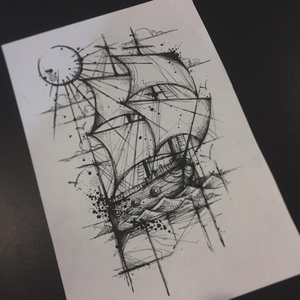 Парусник в графике тату