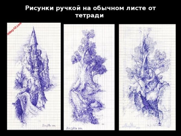 Рисунки ручкой на листе