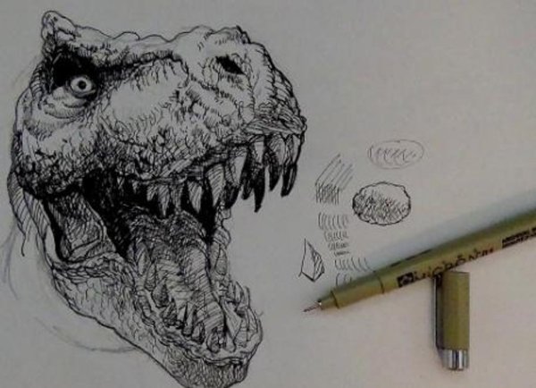 Динозавр рисунок реалистичный