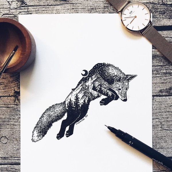 Рисунки черной ручкой стильные