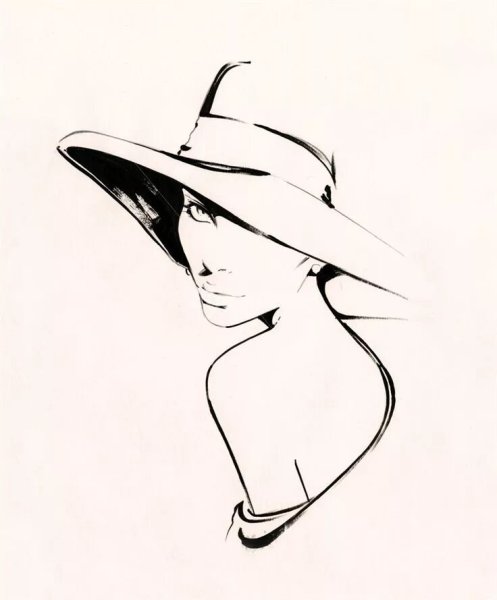 Эскиз девушка в шляпе