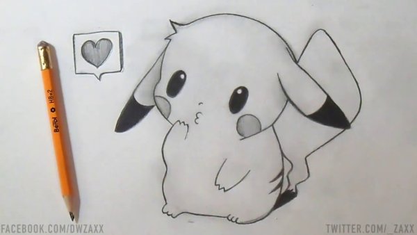 Рисунок для гелевой ручкой Пикачу