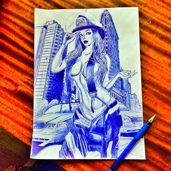 Нарисовать девушку ручкой