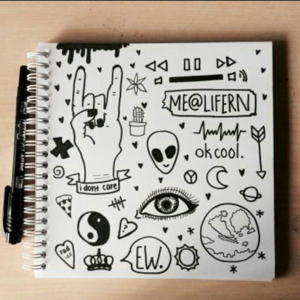 Блокнот с ручкой рисунок