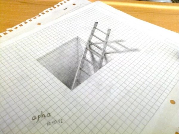 Объемные рисунки в тетради