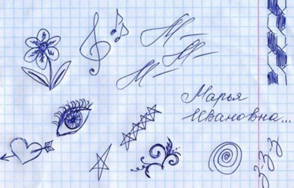 Рисунки на полях в тетради