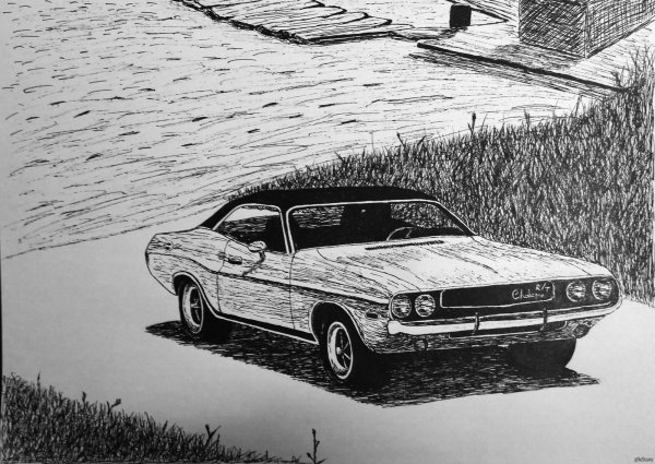 Dodge Challenger 1970 рисунок