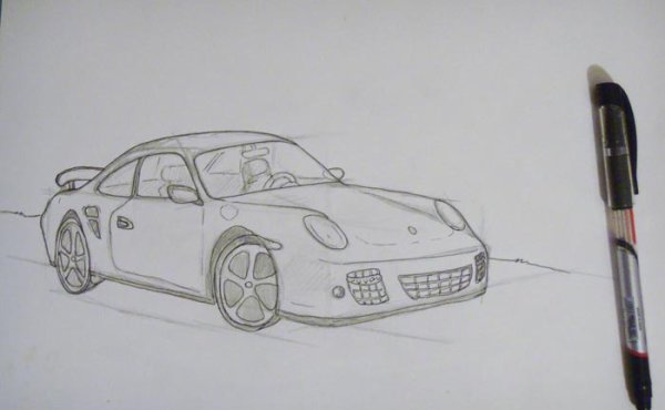 Рисунок автомобиля ручкой