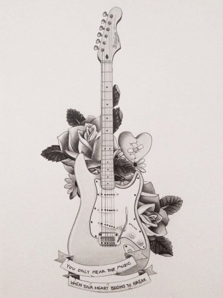 Тату гитара эскиз