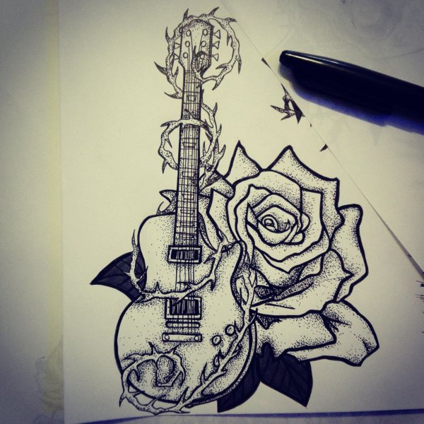 Электрогитара тату эскиз