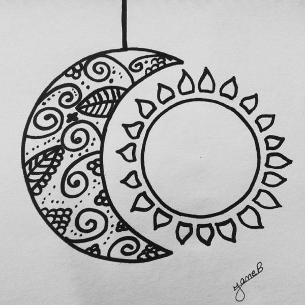 Рисунок в круге легкий