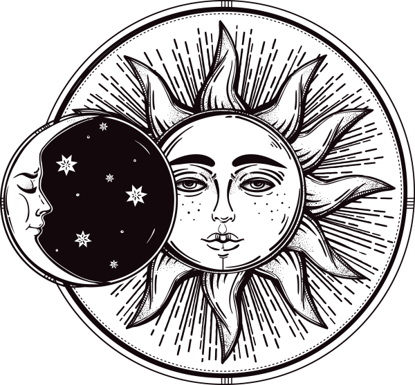 Стилизованное солнце с лицом
