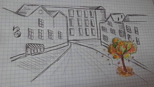 Город детские рисунки карандашом