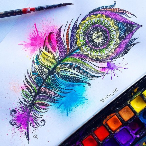 Перо Жар птицы Зентангл