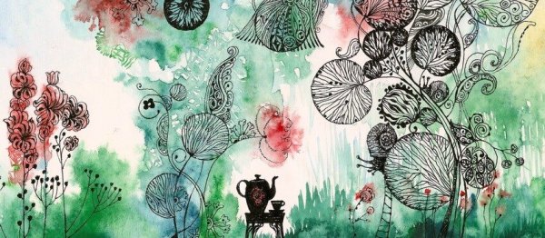 Акварель и гелевая ручка