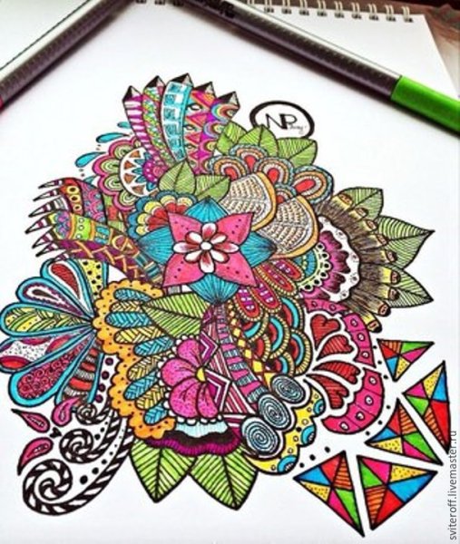 Рисование цветными гелевыми ручками