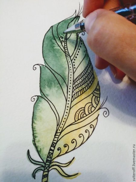 Рисование акварелью и гелевой ручкой