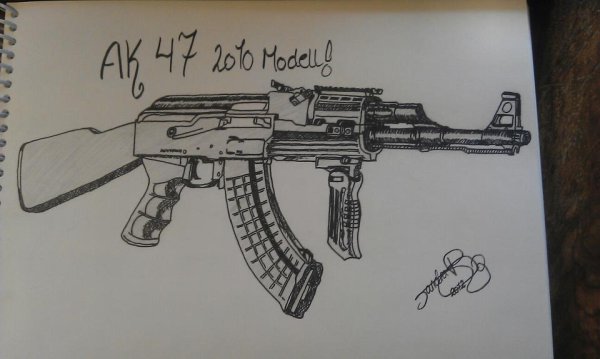Автомат Калашникова карандашом