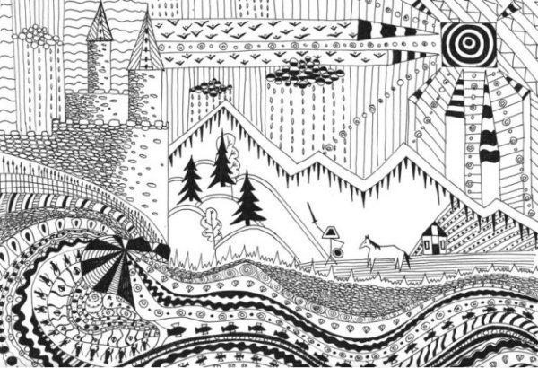 Стилизованный пейзаж Графика