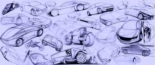 Наброски машин ручкой