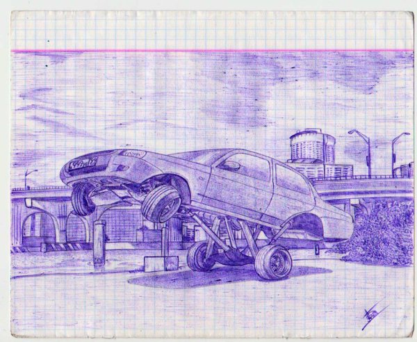 Рисунок автомобиля ручкой