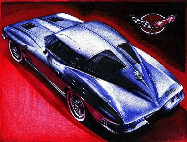 Ретро автомобили шариковой ручкой