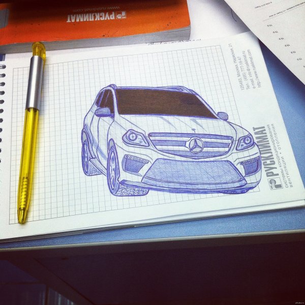 Нарисовать мерс ручкой