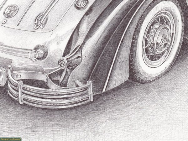 Ретро автомобили шариковой ручкой