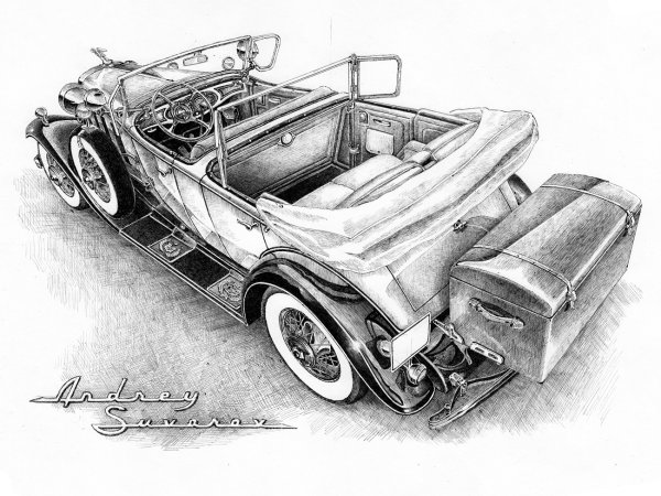 Ретро авто карандашом