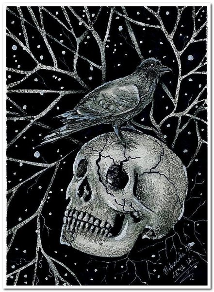 Череп гелевой ручкой