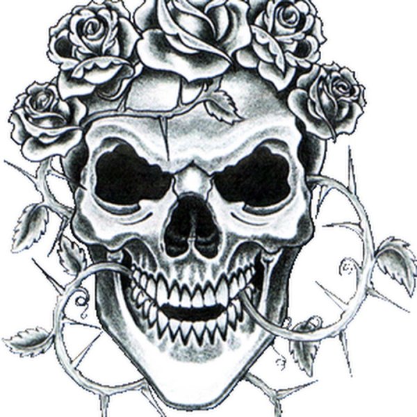 Тату ручкой череп