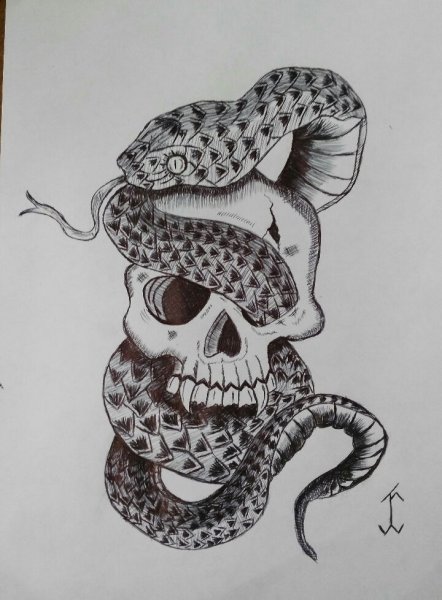 Змея гелевой ручкой