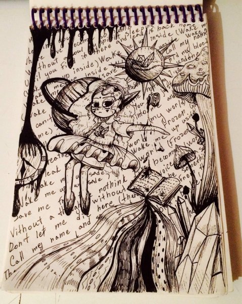 Черной гелевой ручкой