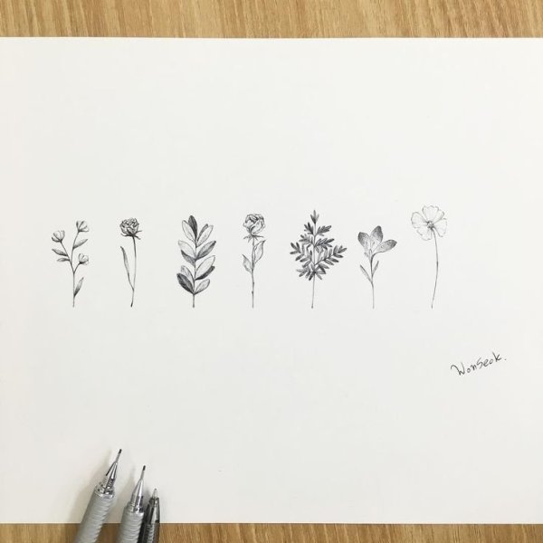 Тату в стиле Минимализм цветы