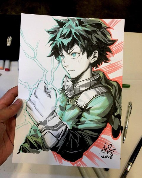 Рисунки моя геройская Академия Мидория