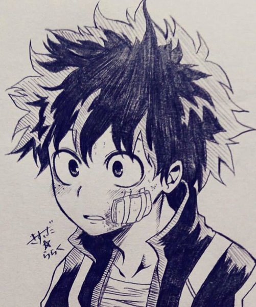 Мидория Изуку чёрно белые