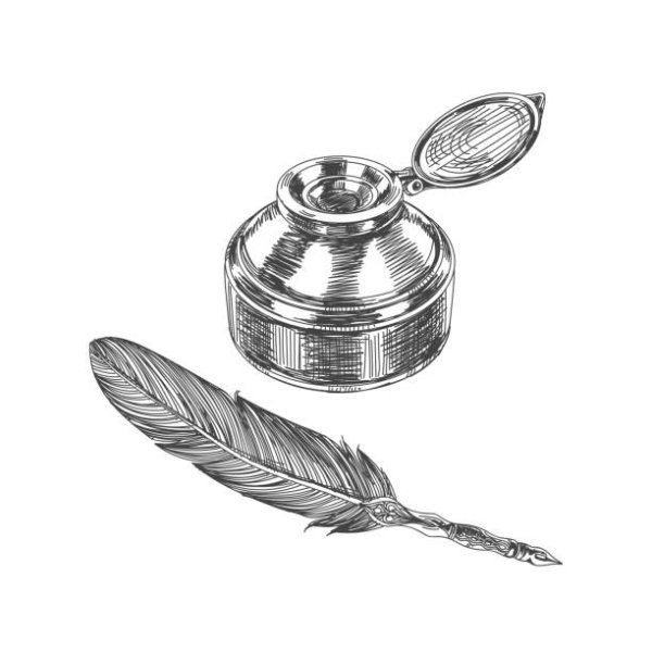 Винтаж чернильница с пером